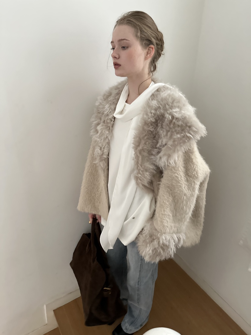 THEMORYPARK韓國代購㊣女裝新款休閑時尚25秋冬熱賣夾克皮草THE MORY PARK夾克