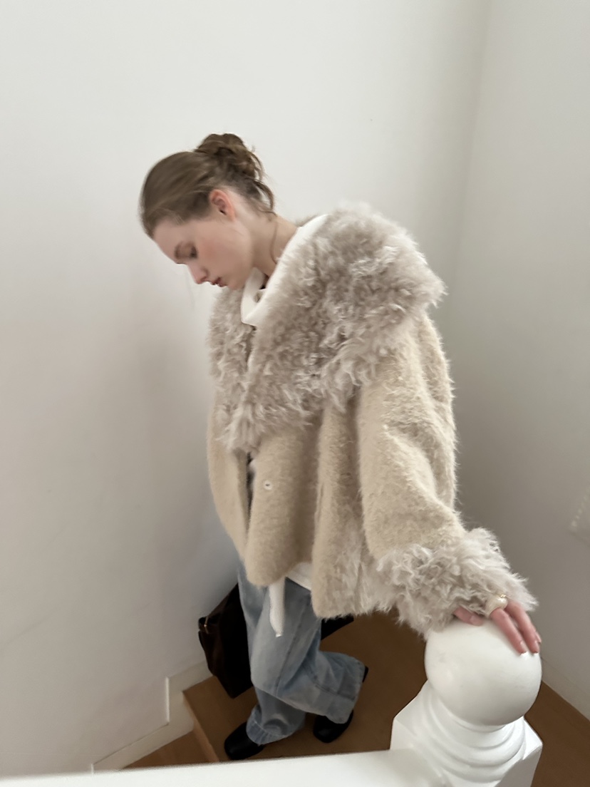 THEMORYPARK韓國代購㊣女裝新款休閑時尚25秋冬熱賣夾克皮草THE MORY PARK夾克