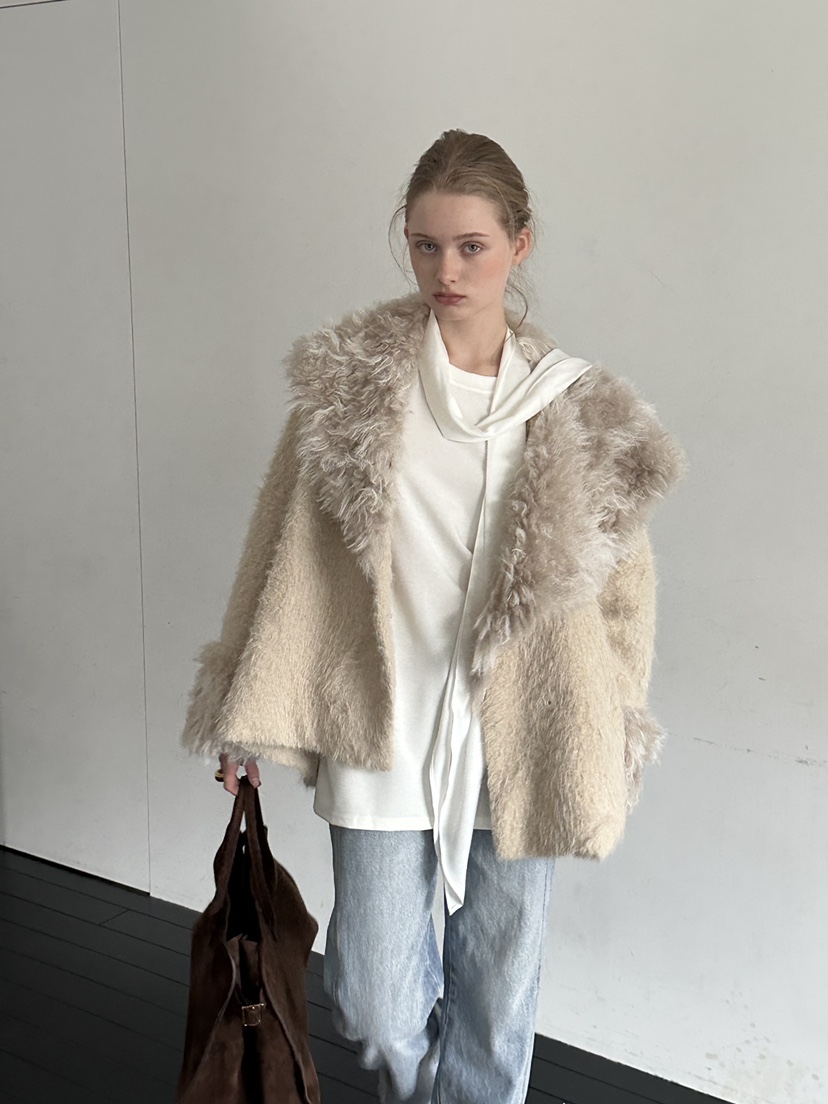 THEMORYPARK韓國代購㊣女裝新款休閑時尚25秋冬熱賣夾克皮草THE MORY PARK夾克