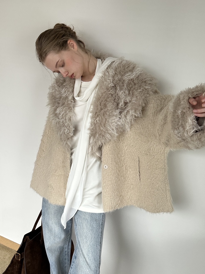 THEMORYPARK韓國代購㊣女裝新款休閑時尚25秋冬熱賣夾克皮草THE MORY PARK夾克