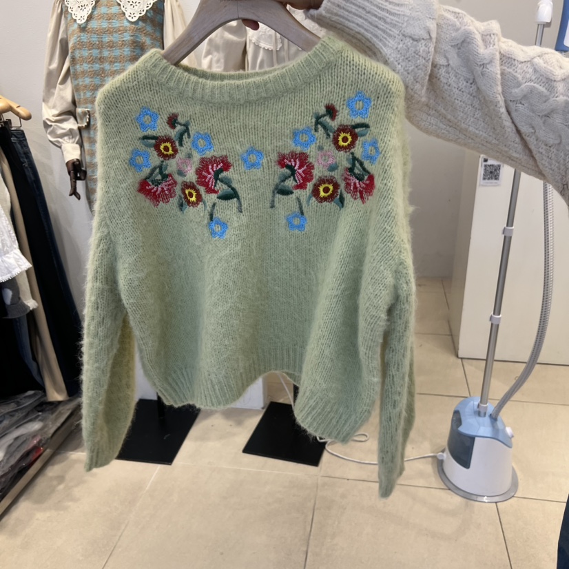 2nd B-S東大門㊣實拍女裝新款25秋冬熱賣時尚人氣毛衣花朵2nd B-S毛衣圖色1