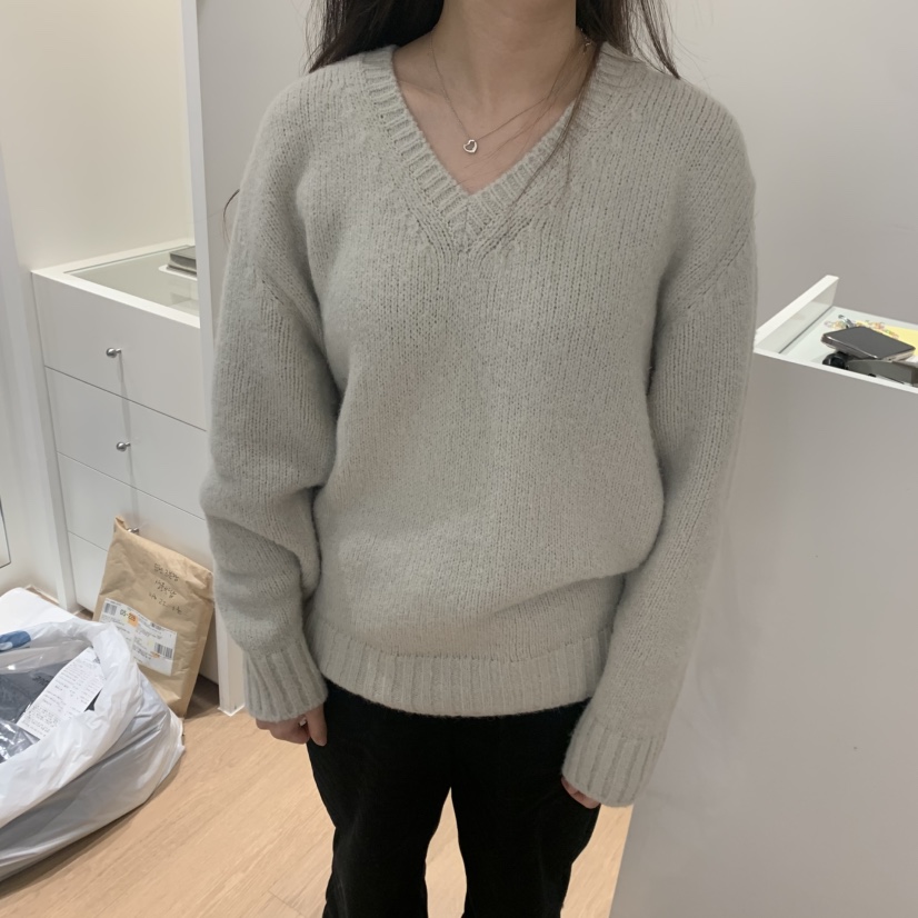 MONIQUE韓國代購㊣女裝新款時尚推薦25秋冬熱賣休閑針織衫V領MONIQUE針織衫圖色2