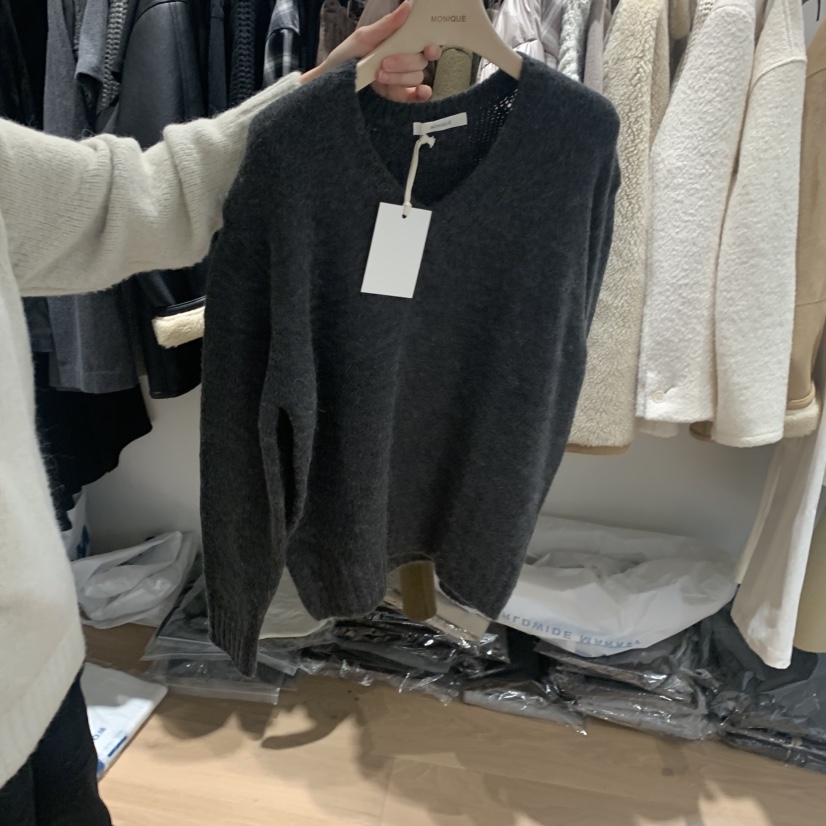 MONIQUE韓國代購㊣女裝新款時尚推薦25秋冬熱賣休閑針織衫V領MONIQUE針織衫圖色3