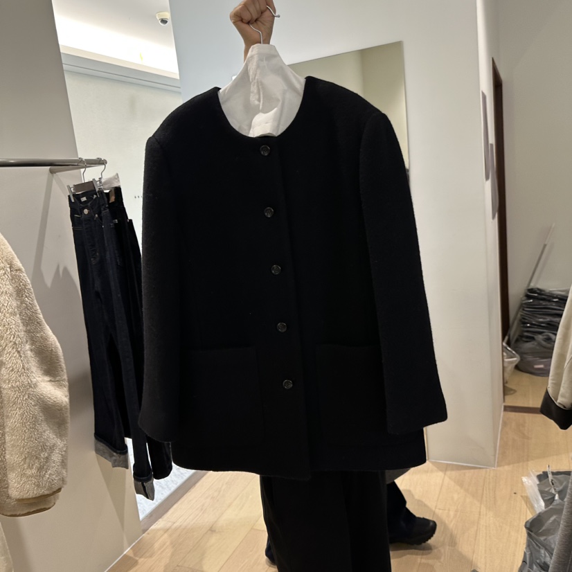 AGO韓國直郵㊣女裝新品職業熱賣休閑時尚短款大衣粗花呢羊毛AGO短款大衣圖色3