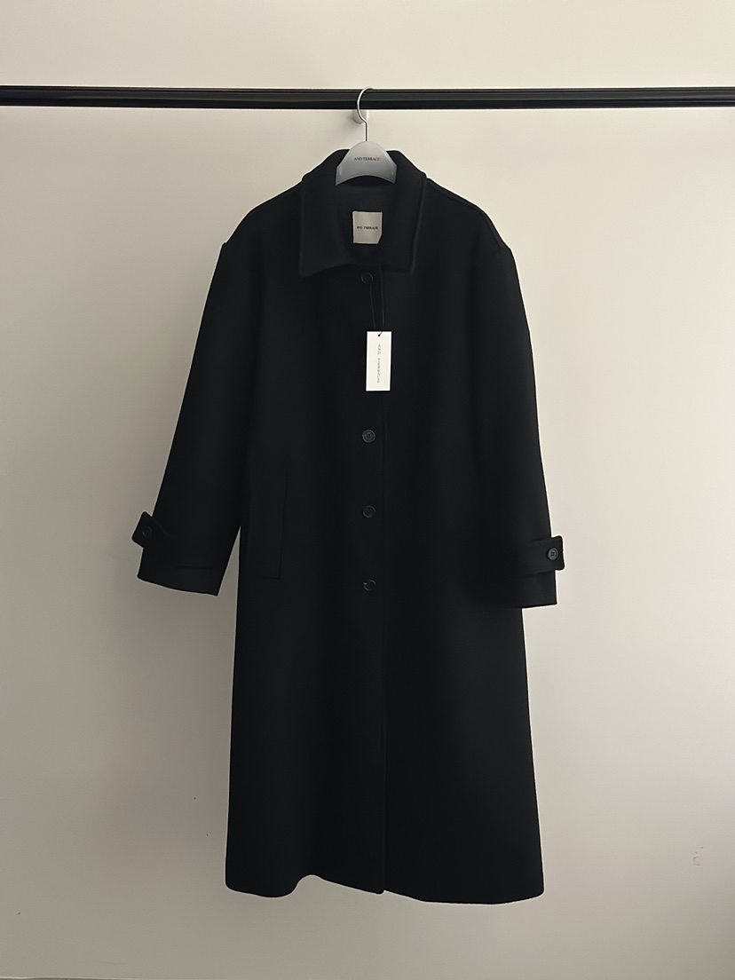 ANDTERRACE韓國代購㊣女士新品推薦時尚25秋冬熱賣中長款大衣ANDTERRACE中長款大衣圖色2