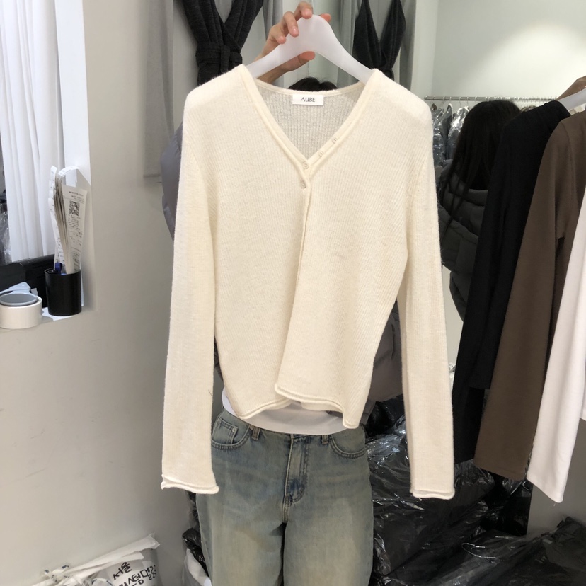 AUBE韓國直郵㊣女裝新品推薦時尚職業人氣熱賣25秋冬針織衫羊駝AUBE針織衫圖色1