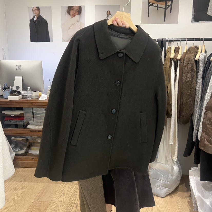 OURIN東大門㊣實拍女裝新款休閑人氣短款大衣美利奴羊毛纖維OURIN短款大衣圖色2