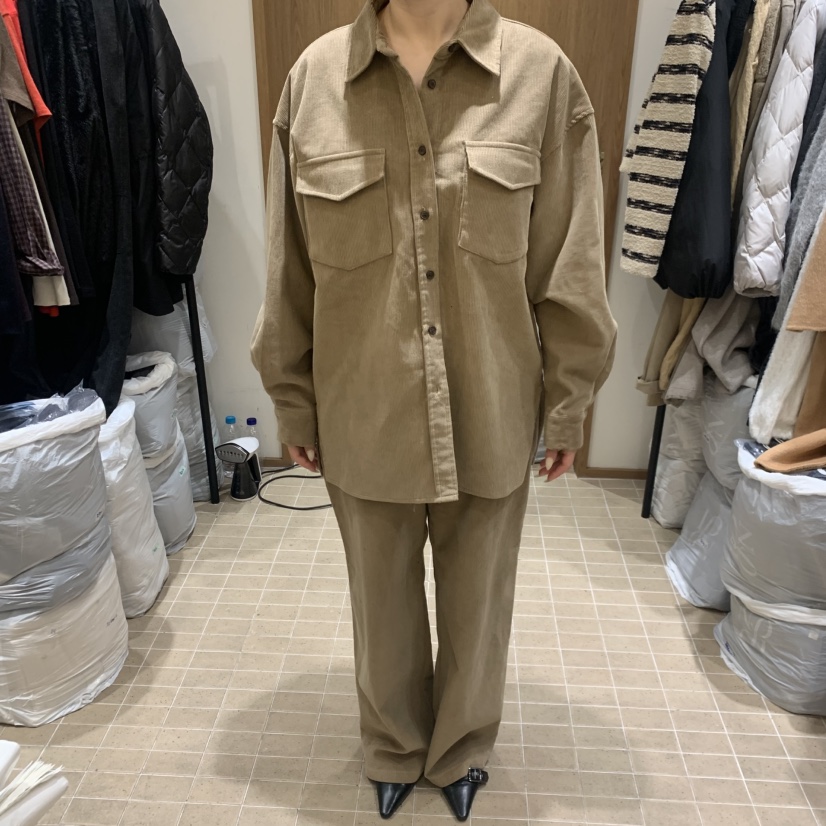 LOFN東大門㊣實拍女士新款人氣25秋冬推薦襯衫蕾絲衫燈芯絨LOFN襯衫/蕾絲衫圖色1