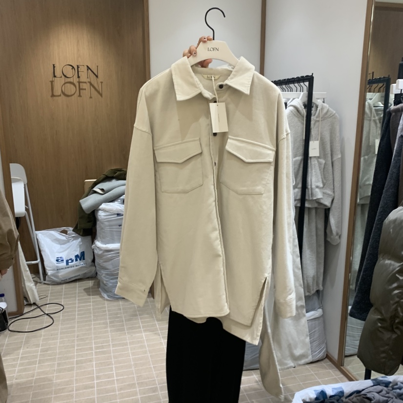 LOFN東大門㊣實拍女士新款人氣25秋冬推薦襯衫蕾絲衫燈芯絨LOFN襯衫/蕾絲衫圖色2