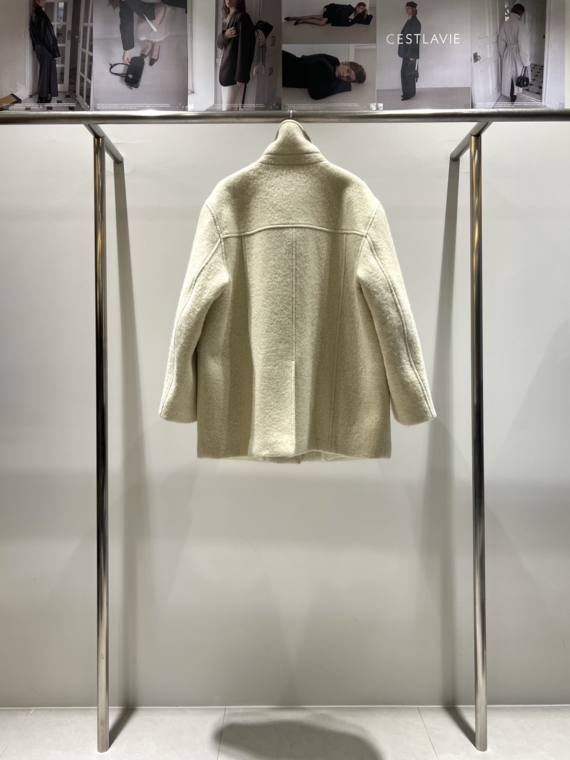 CESTLAVIE東大門㊣代購女裝新款時尚熱賣推薦25秋冬短款大衣羊駝CESTLAVIE短款大衣