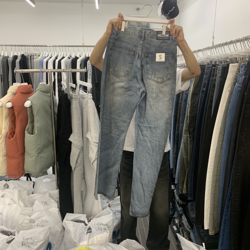 WELLDONEMINED東大門㊣代購女裝新品休閑時尚推薦熱賣牛仔褲WELLDONEMINED牛仔褲
