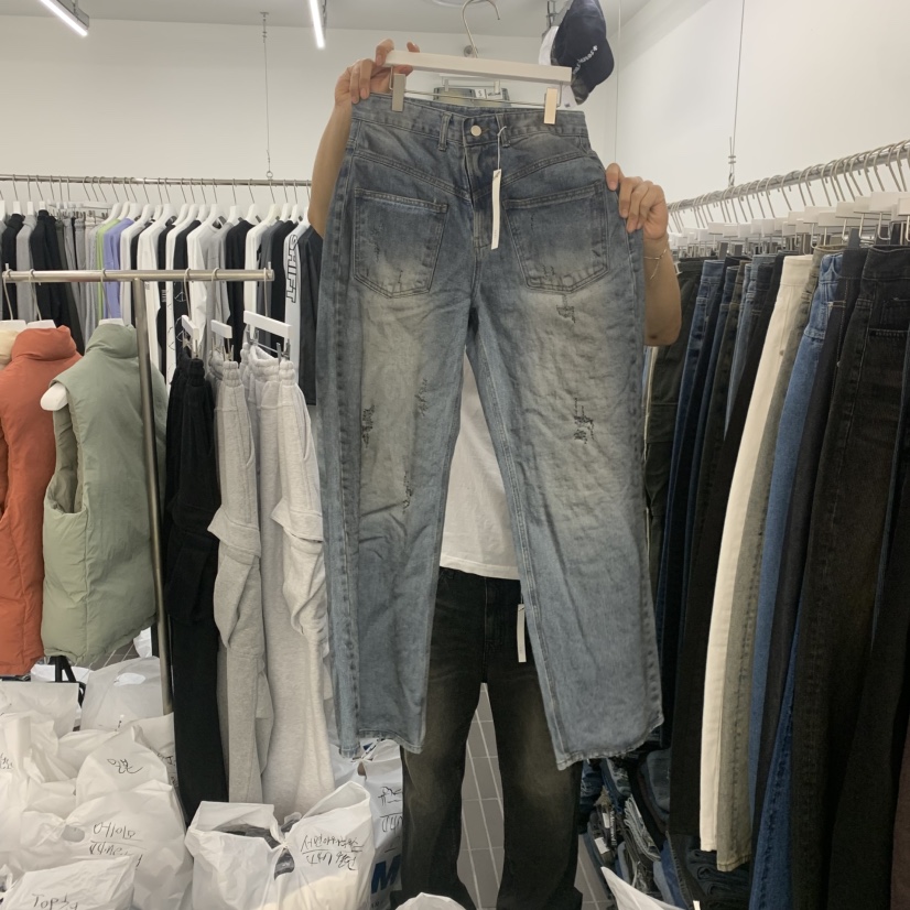 WELLDONEMINED東大門㊣代購女裝新品休閑時尚推薦熱賣牛仔褲WELLDONEMINED牛仔褲圖色1