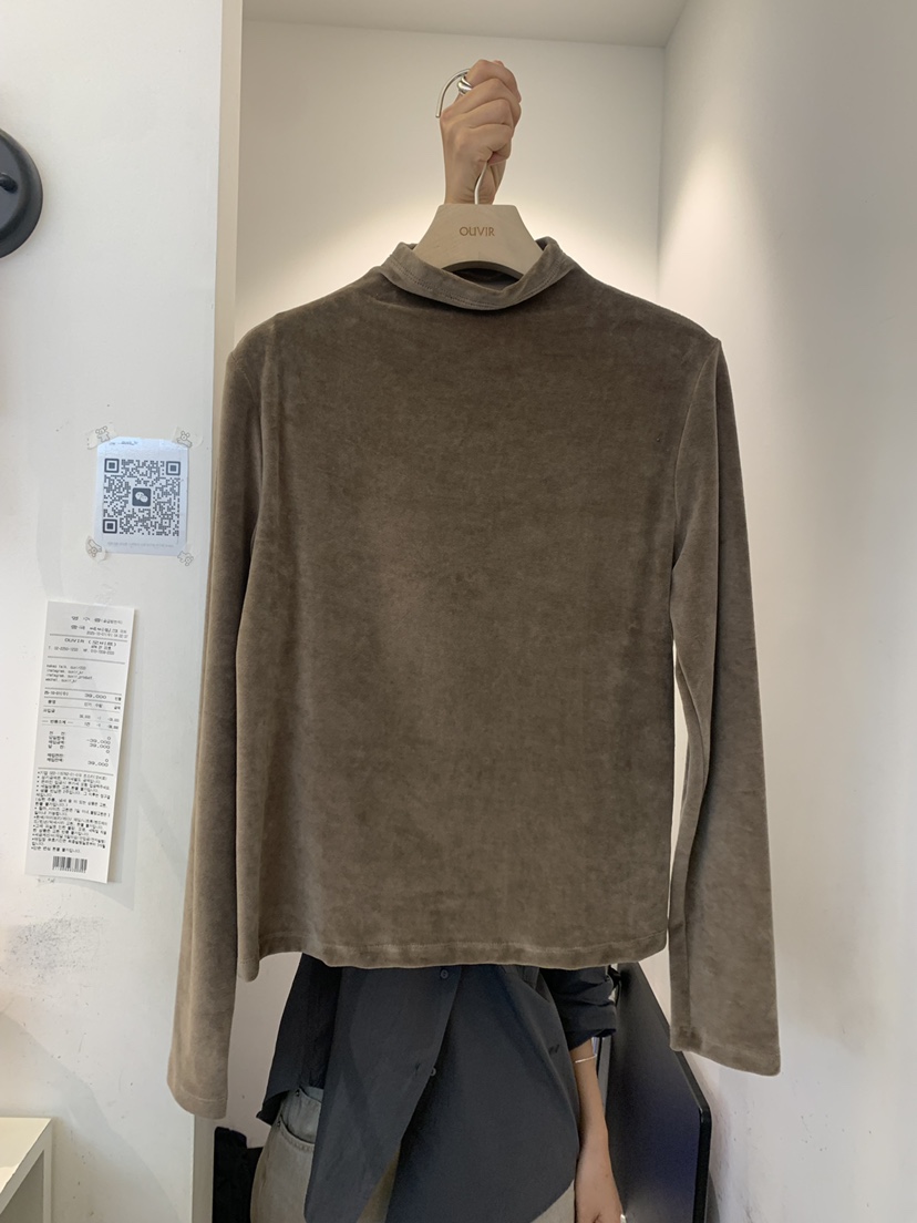 OUVIR東大門㊣實拍女裝新品25秋冬休閑時尚人氣長袖T恤天鵝絨O.V.R/OUVIR長袖T恤圖色1