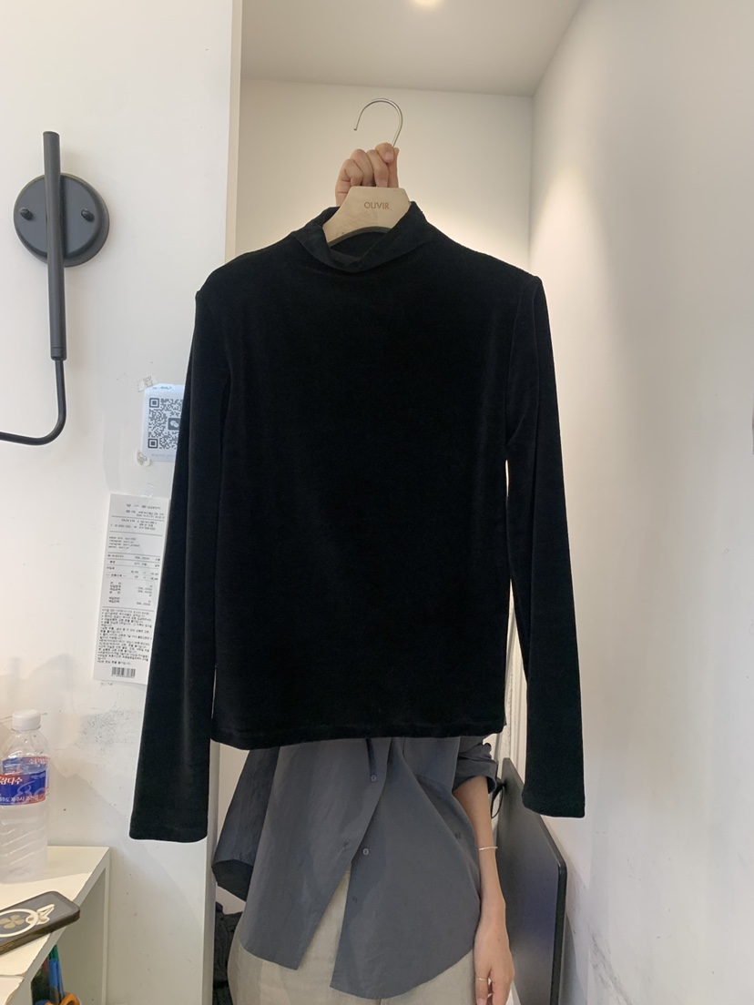 OUVIR東大門㊣實拍女裝新品25秋冬休閑時尚人氣長袖T恤天鵝絨O.V.R/OUVIR長袖T恤圖色2