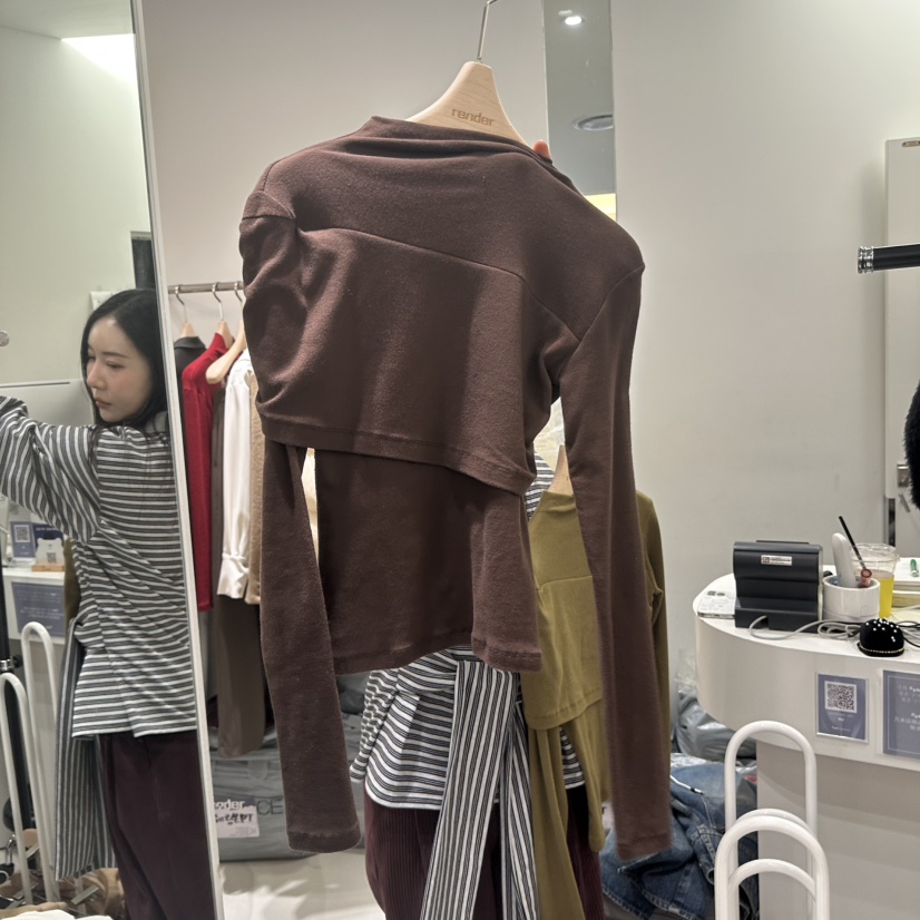 RENDER韓國代購㊣女裝新款時尚人氣休閑推薦職業熱賣長袖T恤RENDER長袖T恤圖色3