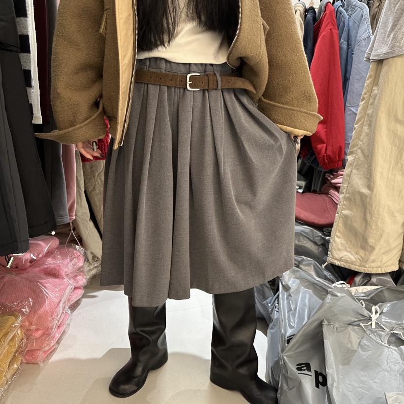 BAGUETTE-P東大門㊣實拍女裝新款25秋冬人氣短褲不含腰帶褶皺BAGUETTE-P短褲圖色1