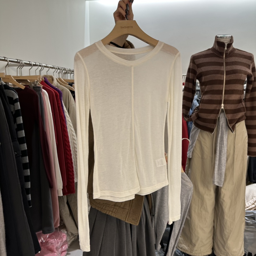 BAGUETTE-P東大門㊣實拍女士新品休閑推薦25秋冬人氣長袖T恤BAGUETTE-P長袖T恤圖色2