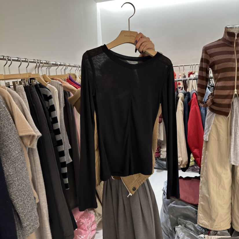 BAGUETTE-P東大門㊣實拍女士新品休閑推薦25秋冬人氣長袖T恤BAGUETTE-P長袖T恤圖色4
