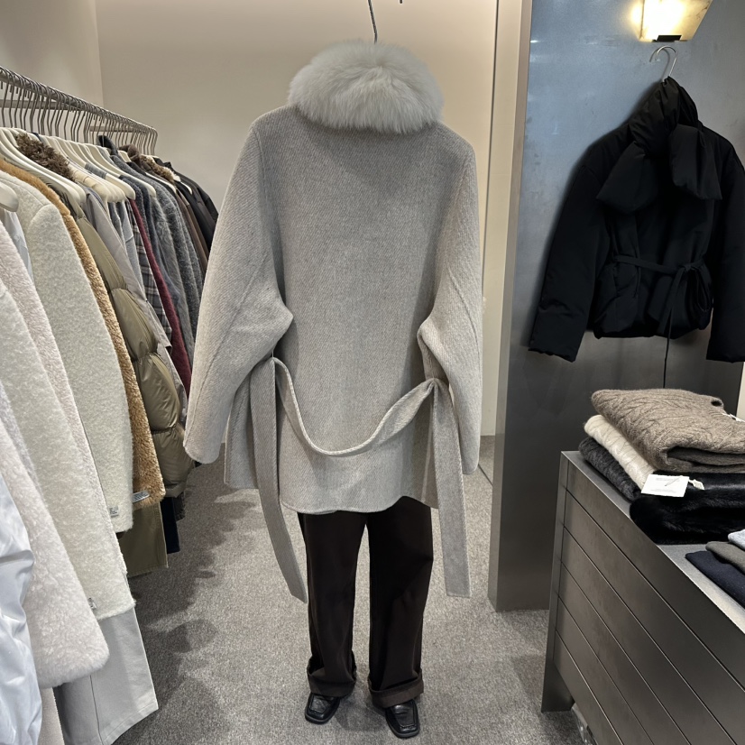 ALTER東大門㊣實拍女士新品人氣職業25秋冬中長款大衣含腰帶狐貍Alter中長款大衣