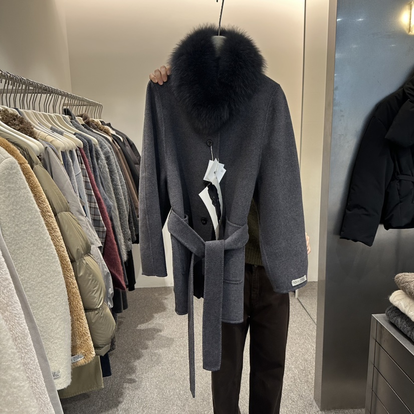 ALTER東大門㊣實拍女士新品人氣職業25秋冬中長款大衣含腰帶狐貍Alter中長款大衣圖色2