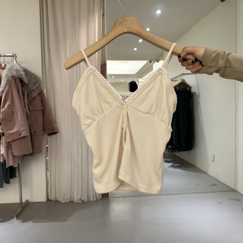 VAULT韓國代購㊣女裝新款25秋冬時尚職業休閑人氣吊帶背心蕾絲VAULT吊帶/背心圖色1