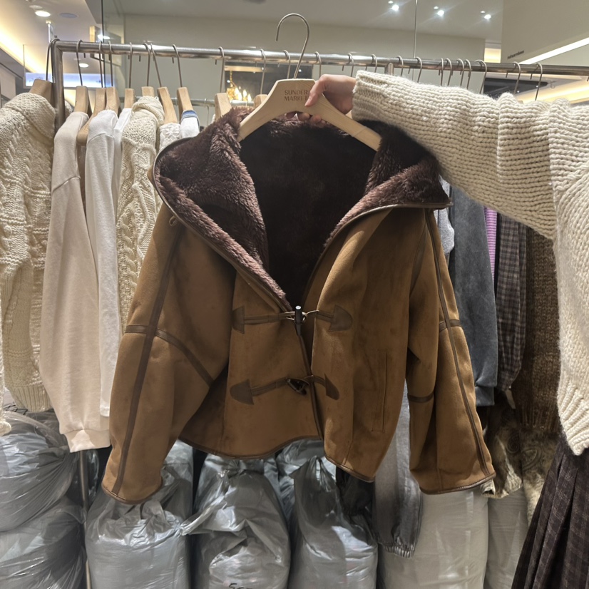 SUNDER MARKET韓國直郵㊣女裝新款職業熱賣人氣休閑短款大衣SUNDER MARKET短款大衣圖色2