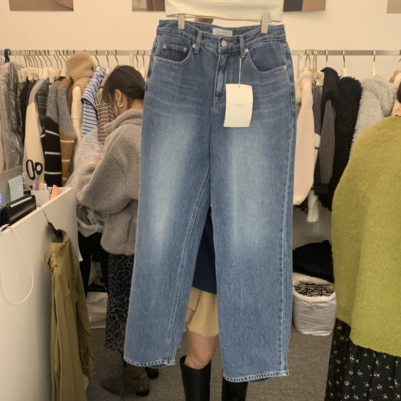 SALONDEMAG東大門㊣直郵女士新品25秋冬熱賣牛仔褲加絨抓絨SALONDEMAG牛仔褲圖色1