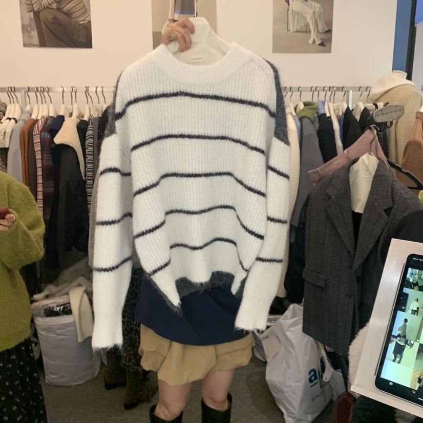 SALONDEMAG韓國直郵㊣女士新款25秋冬推薦休閑熱賣毛衣纖維SALONDEMAG毛衣圖色1