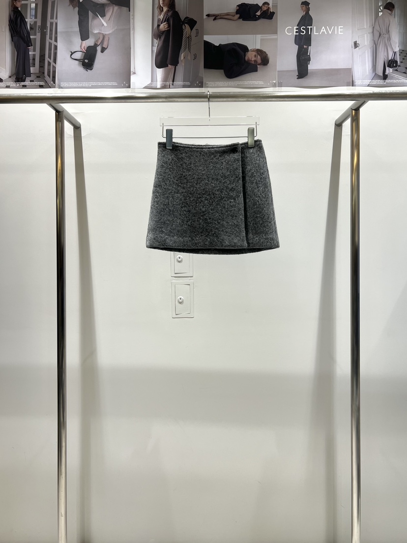 CESTLAVIE韓國直郵㊣女裝新品人氣熱賣職業時尚25秋冬短裙羊駝CESTLAVIE短裙圖色2