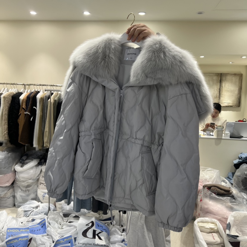 ENDOLPHIN東大門㊣實拍女士新品25秋冬休閑短款羽絨服毛皮絨ENDOLPHIN短款羽絨服圖色1
