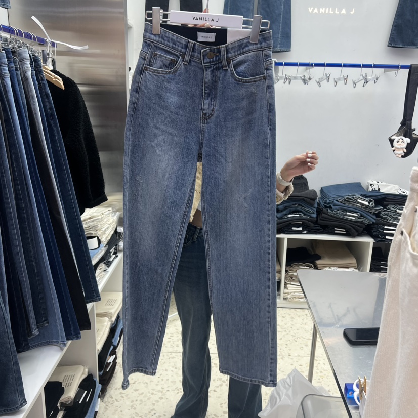 VANILLA J韓國直郵㊣女士新款人氣休閑25秋冬熱賣時尚牛仔褲VANILLA J牛仔褲圖色1