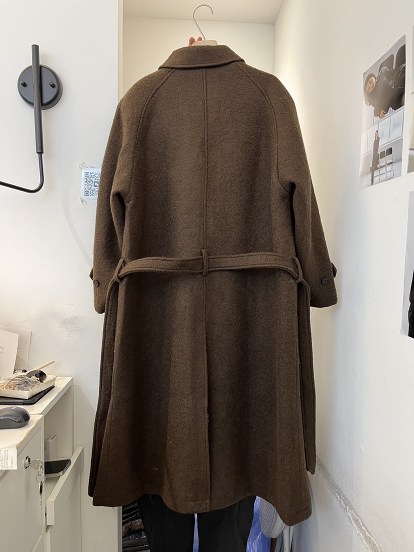 OUVIR韓國代購㊣女裝新款人氣休閑25秋冬推薦中長款大衣含腰帶O.V.R/OUVIR中長款大衣