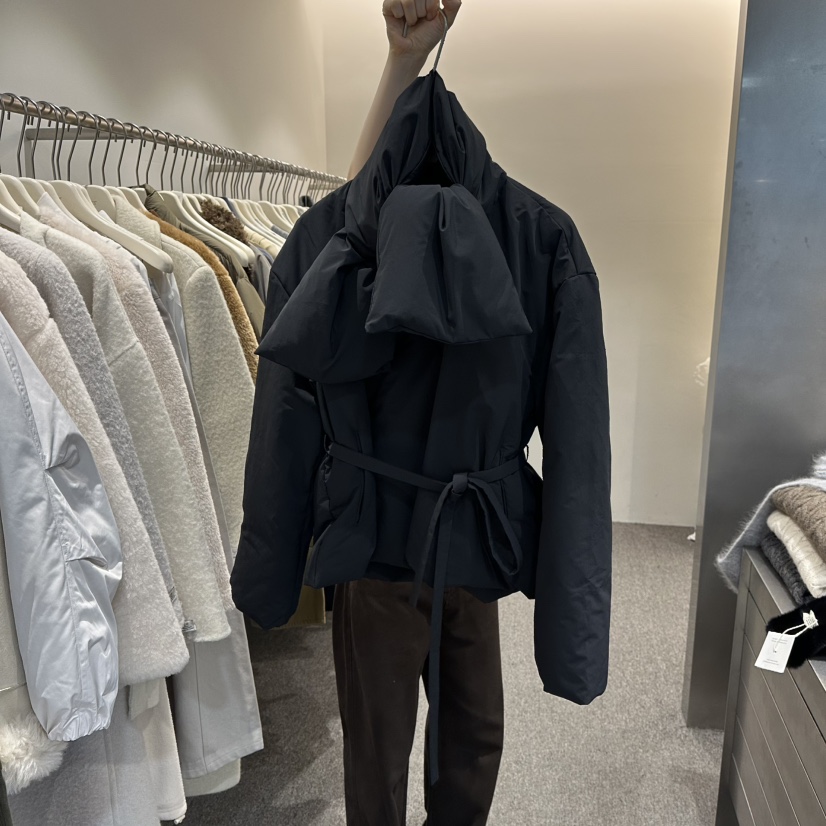 ALTER東大門㊣實拍女裝新品推薦職業休閑短款羽絨服含腰帶圍巾Alter短款羽絨服圖色1