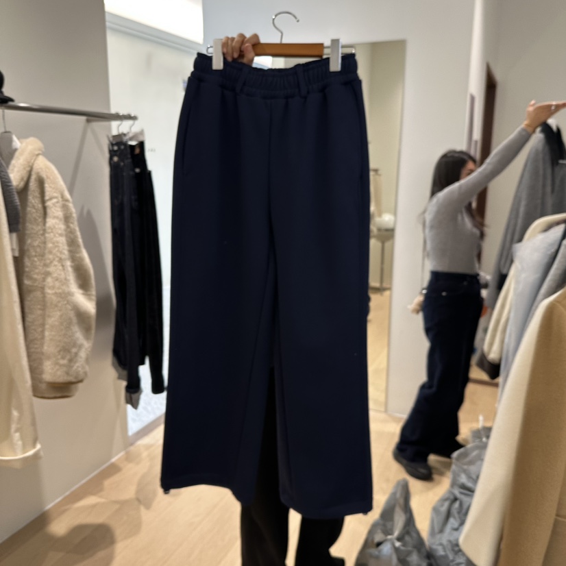 AGO韓國直郵㊣女士新款人氣熱賣25秋冬職業休閑褲加絨套裝貂皮AGO休閑褲圖色3深藍色