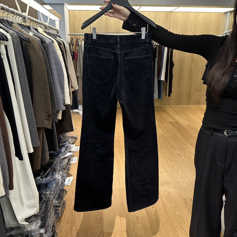 LEFANCY東大門㊣代購女士新品時尚推薦職業熱賣牛仔褲天鵝絨LEFANCY牛仔褲