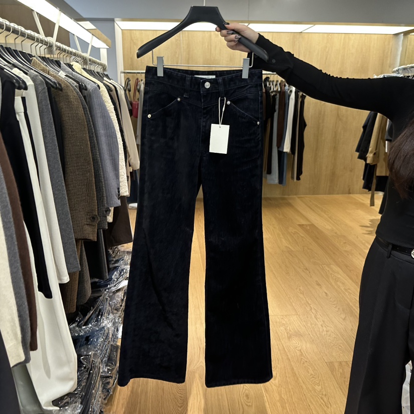 LEFANCY東大門㊣代購女士新品時尚推薦職業熱賣牛仔褲天鵝絨LEFANCY牛仔褲圖色1