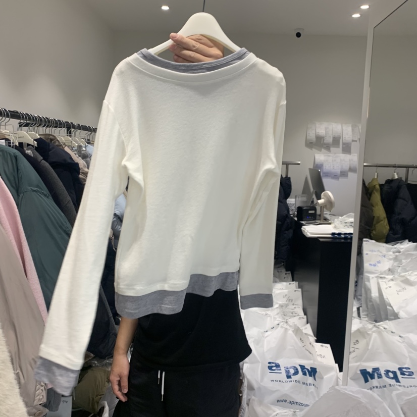 GABRIELLE東大門㊣實拍女士新款25秋冬人氣職業長袖T恤假兩件GABRIELLE長袖T恤