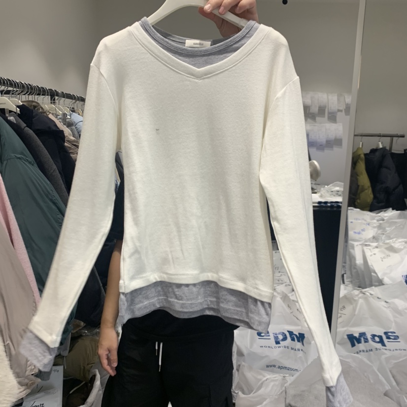 GABRIELLE東大門㊣實拍女士新款25秋冬人氣職業長袖T恤假兩件GABRIELLE長袖T恤圖色1