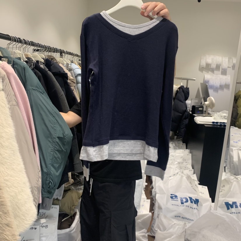 GABRIELLE東大門㊣實拍女士新款25秋冬人氣職業長袖T恤假兩件GABRIELLE長袖T恤圖色2