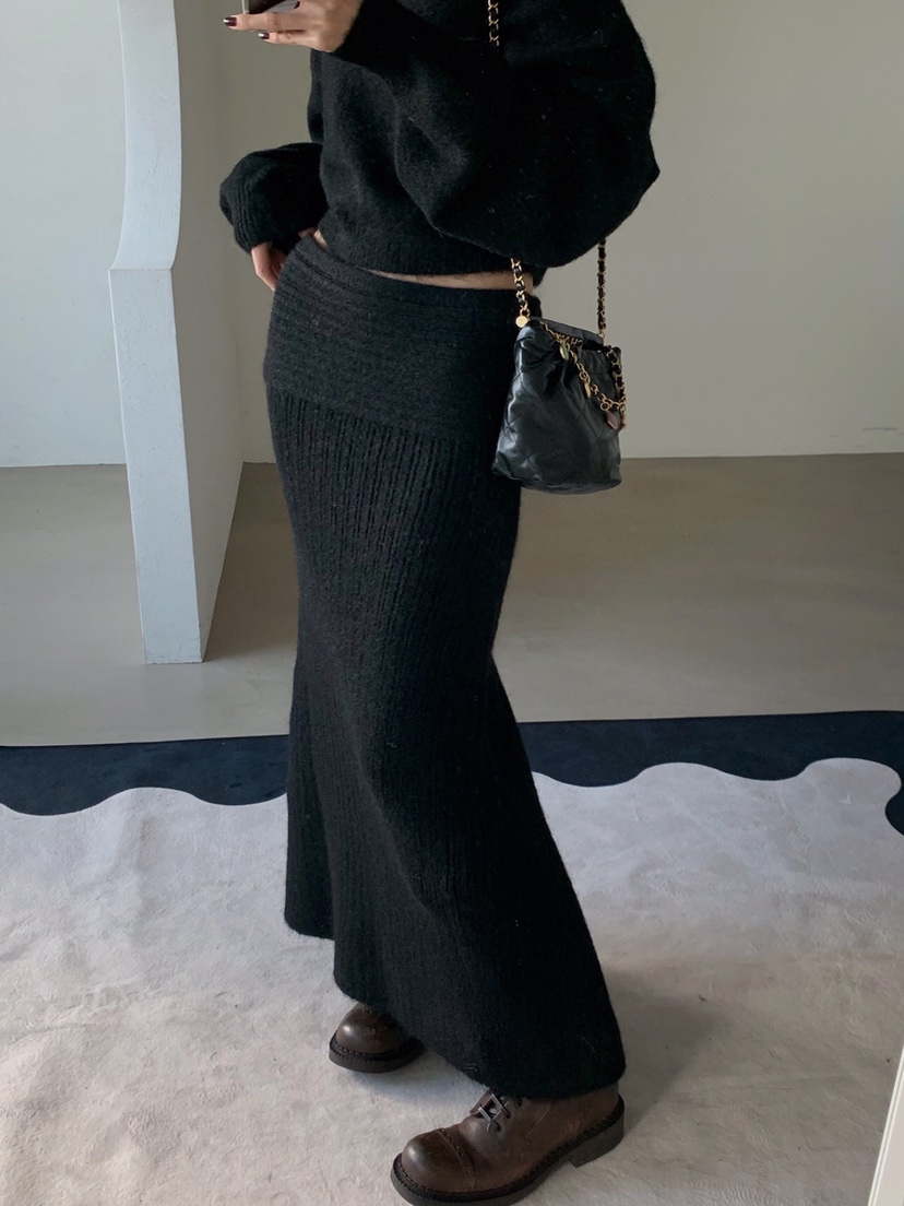 VERANDA韓國直郵㊣女士新品休閑人氣推薦時尚套裝馬海毛露肩VERANDA套裝