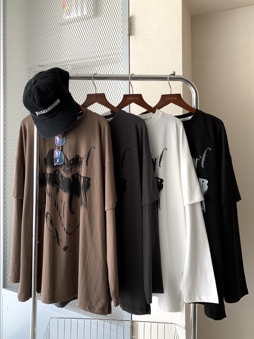 DAVICHI東大門㊣直郵女裝新款推薦25秋冬時尚熱賣長袖T恤雙層DAVICHI長袖T恤