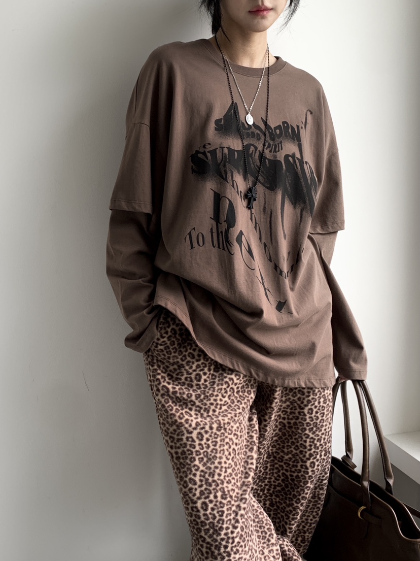 DAVICHI東大門㊣直郵女裝新款推薦25秋冬時尚熱賣長袖T恤雙層DAVICHI長袖T恤