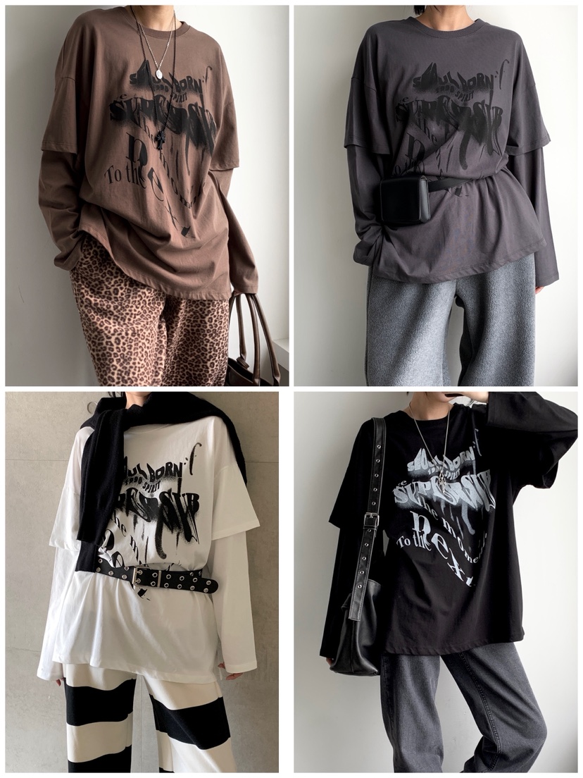 DAVICHI東大門㊣直郵女裝新款推薦25秋冬時尚熱賣長袖T恤雙層DAVICHI長袖T恤