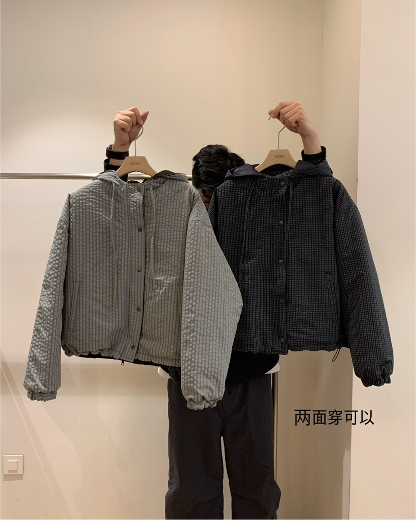 JUEDE東大門㊣直郵女士新款休閑短款棉服兩面穿雙面JUEDE短款棉服