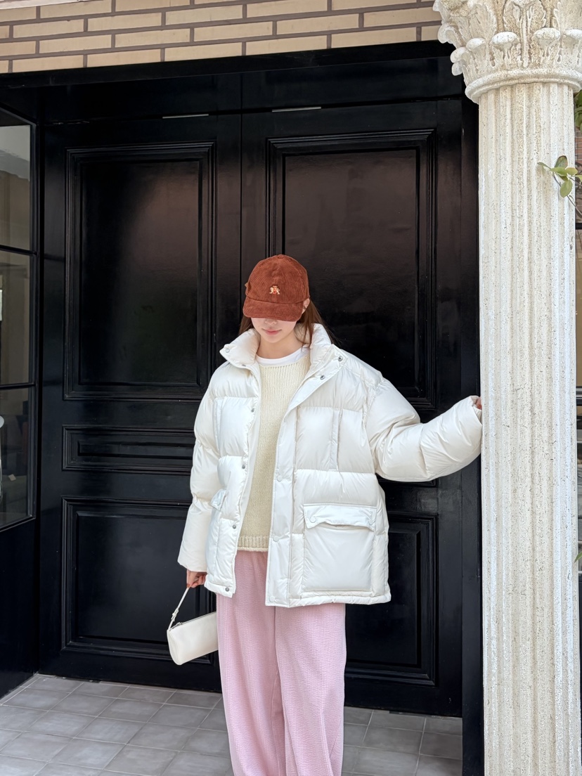 THE ABLE東大門㊣實拍女士新款推薦休閑時尚短款棉服口袋高領THE ABLE/TA短款棉服