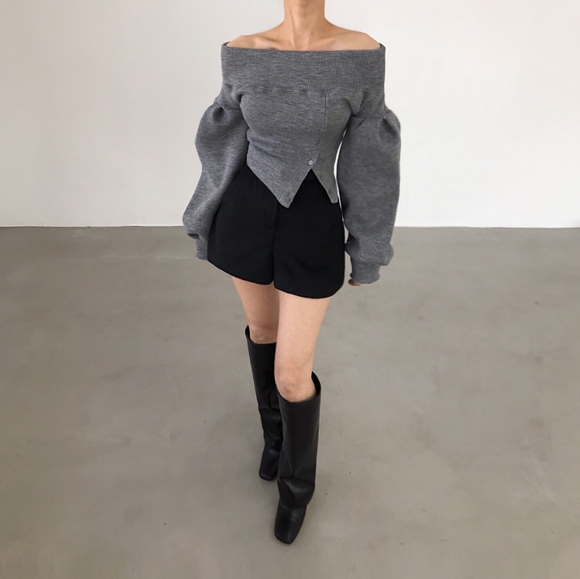 2TWO MOON韓國代購㊣女裝新款職業時尚推薦熱賣針織衫露肩2TWO MOON針織衫