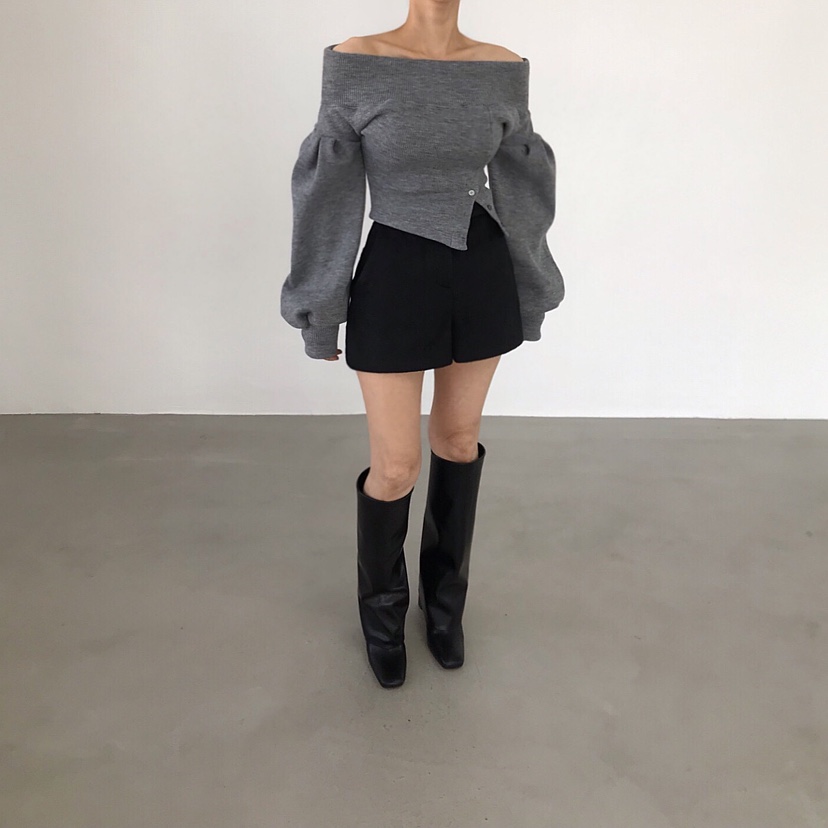 2TWO MOON韓國代購㊣女裝新款職業時尚推薦熱賣針織衫露肩2TWO MOON針織衫