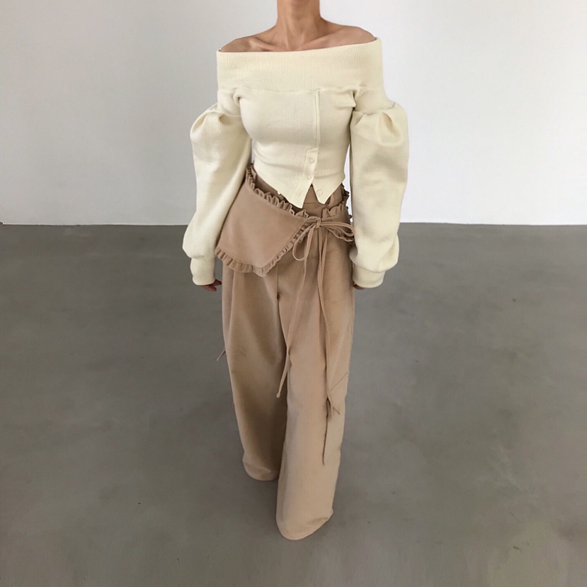 2TWO MOON韓國代購㊣女裝新款職業時尚推薦熱賣針織衫露肩2TWO MOON針織衫