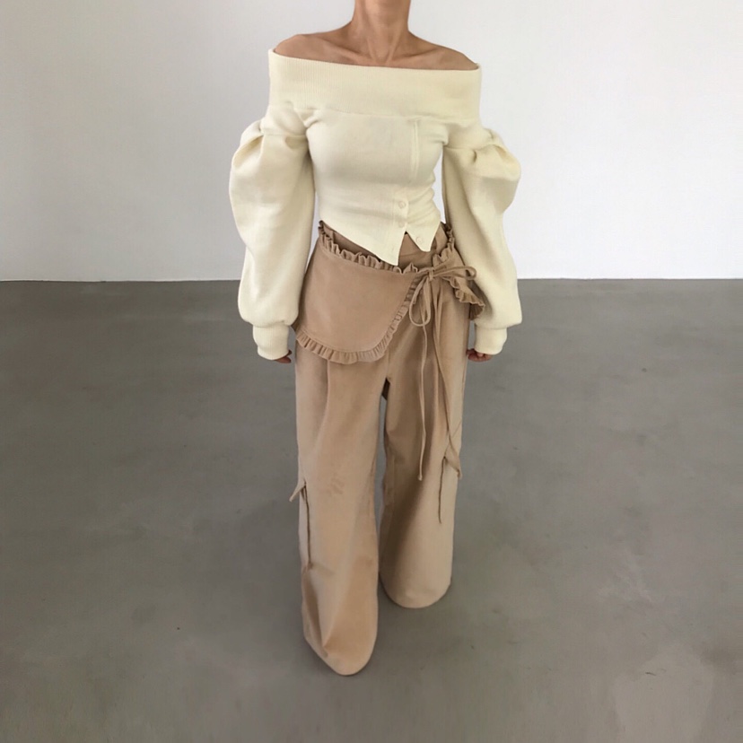 2TWO MOON韓國代購㊣女裝新款職業時尚推薦熱賣針織衫露肩2TWO MOON針織衫