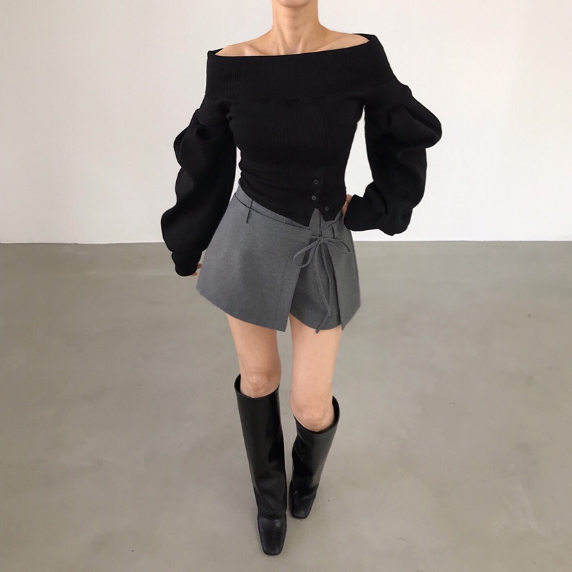 2TWO MOON韓國代購㊣女裝新款職業時尚推薦熱賣針織衫露肩2TWO MOON針織衫